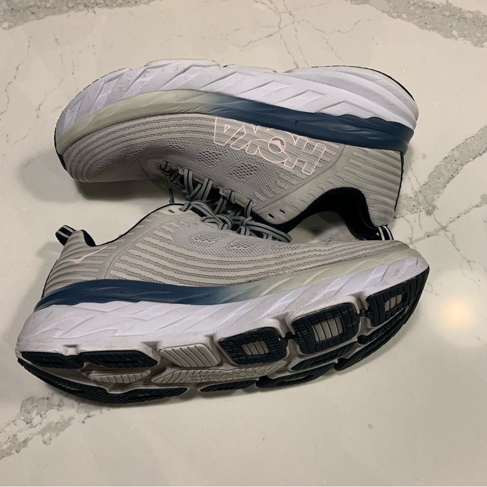 Hoka One One W Bondi 6 Running Shoes, Women's Size 10W F27219K Gray Blue Pink